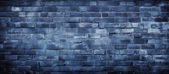 The image shows a monochrome indigo tinted brick wall background with ample space for text or other elements