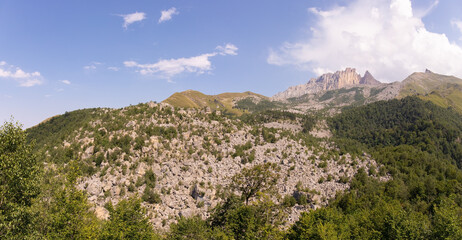 Large stones fell into the forest. Kyapaz. Azerbaijan.