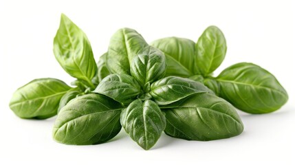 Fresh organic basil leaves. Isolated on white background.