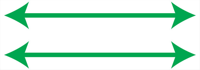 Fototapeta premium Green large forward or right pointing solid long arrow icon sketched as vector symbol