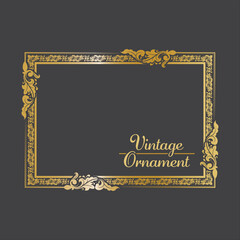 Golden Vintage frame Ornament in A4 Size.Golden Border ornament.Suitable for wedding invitation card. golden Calligraphic frame.