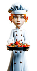 Cute 3D character chef cook on transparent background