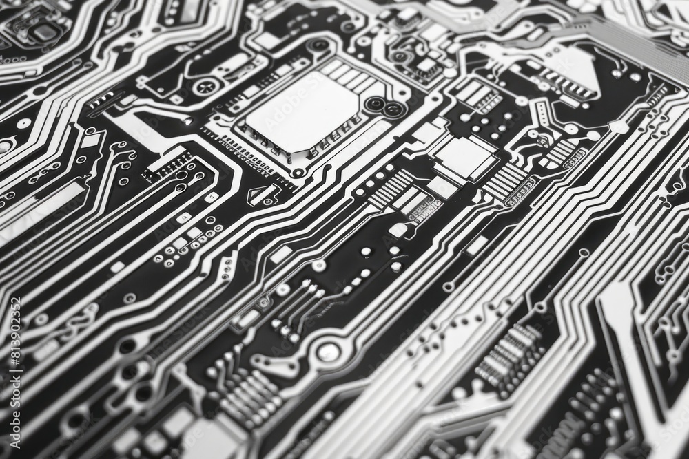 Poster detailed view of a printed circuit board. ideal for technology and electronics concepts