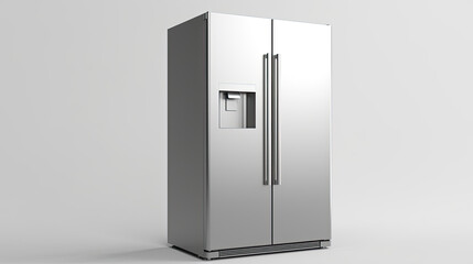 modern fridge isolated on light background