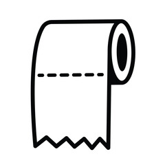 Toilet paper roll icon sign illustration isolated on square white background. Simple flat cartoon art styled drawing.