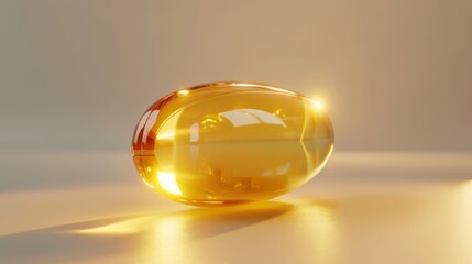 Glowing transparent capsule on a plain background