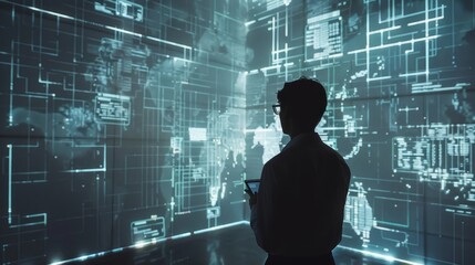 Transparent screens showcase AI potential background