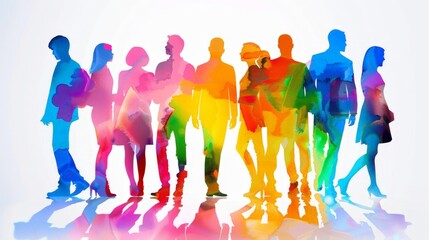 A group of individuals standing closely aligned next to each other in a social setting. They appear to be engaged in conversation or observing a common point of interest.