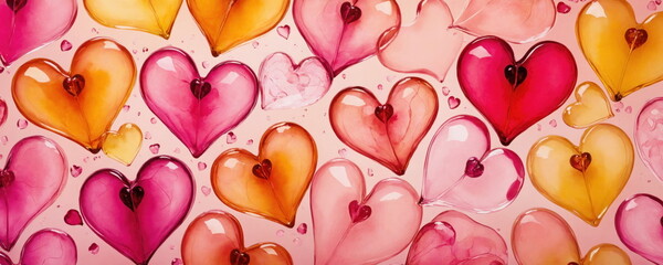 Pink glass transparent hearts valentines day abstract pink background and design backdrop pragma
