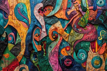 Close up view of a vibrant painting, suitable for art and design projects