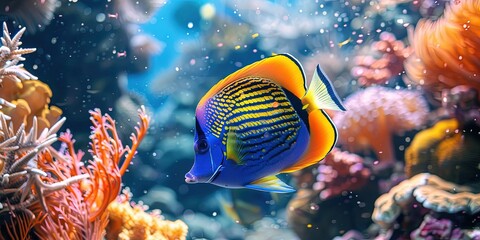 Obraz premium angelfish swimming underwater in a tropical coral reef