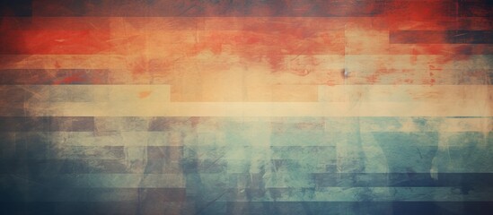 An abstract background with retro inspired strips and a textured grunge paper aesthetic providing a copy space image