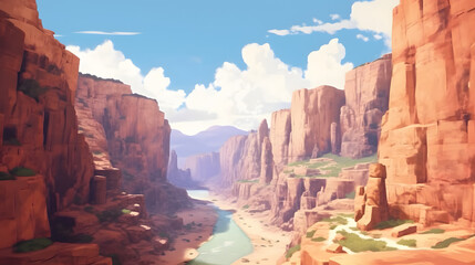 Canyon Panorama Watercolor