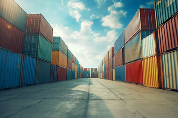 Fototapeta premium Transport container for cargo in container yard.