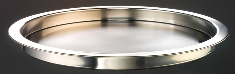 Tablett, Silbertablett, Chrom, rundes Tablett, glänzend,