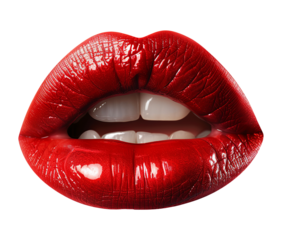 Red lips isolated on transparent background