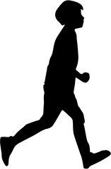silhouette of a boy running with a transparent background