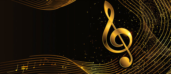 golden treble clef music with luxury black free space concept background