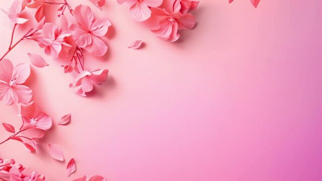 Pink flowers bloom on a pink background creating a vibrant and colorful display.