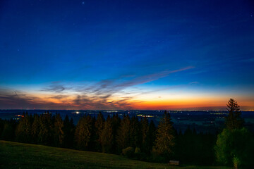 Evening sky, night sky, sunset, blue hour, Hohenpeissenberg, northern lights