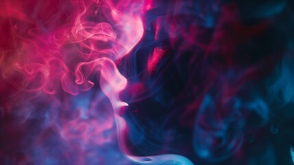 Obraz premium Vivid red and blue smoke intertwined on a dark background
