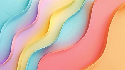 Soft, flowing waves in shades of blue, yellow, and pink create a calming pastel pattern.