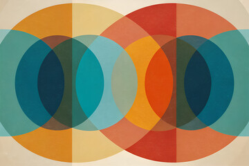 Fototapeta premium Overlapping circles in a retro color scheme,