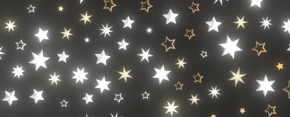 Cascading Christmas Constellations: Brilliant 3D Illustration Showcasing Falling Festive Star Patterns