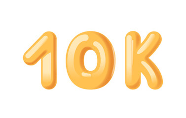 Number 10k In A Glossy Yellow 3d Style, Ideal For Visuals Related To Milestones, Achievements, And Celebrations