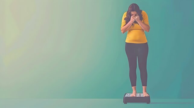Woman Confronting Personal Struggle with Emotional and Physical Effects of Obesity Generative ai