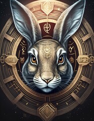 花とデザインモチーフのリアルなウサギ