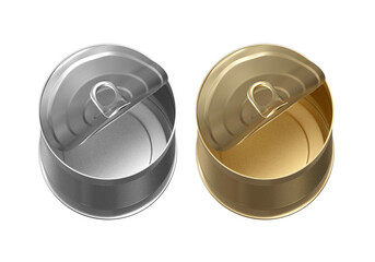 Open metal can, transparent background