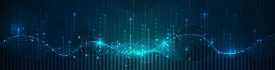 Big Data futuristic, hi tech technology & light line design. Vector datum digital background. Illustration innovation data system, cyber space, communication internet, information, connection concept