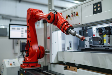 Robot arm is working smartly in the production department 