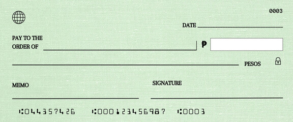  blank cheque 13 peso currency, pesos,  - 1