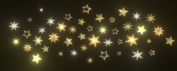 Radiant Euphoria: Lose Yourself in a 3D Gold Stars Rainfall