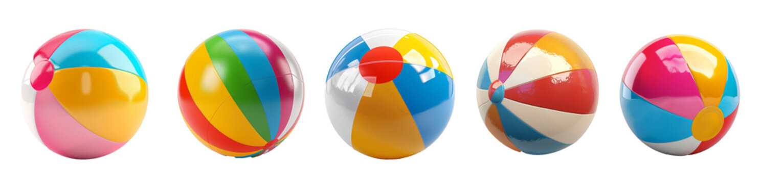 Colorful beach balls collection, summer leisure