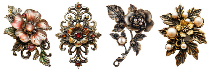 Decorative Vintage Floral Pin, Elegant Antique Jewelry