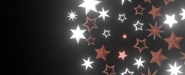 Falling Christmas Star Show: Mesmeric 3D Illustration Depicting Falling Holiday Stargazing Spectacle