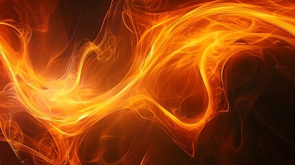 Dynamic Orange Swirls Radiating Energy on a Dark Background