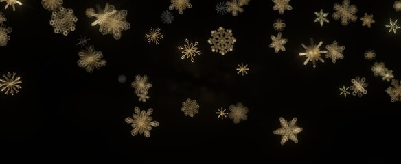 Snowflake Ballet: Exquisite 3D Illustration of Descending Festive Snowflakes in Motion