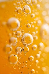 Effervescence Escape A Macro Shot of Rising Bubbles in a Freshly Poured Pint of Golden Ale