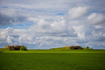 Batterie de Longues-sur-Mer sur le mur de l'atlantique en Normandie