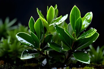 Dew Drops And Leaf Macro Photography, New Dew Drops On Leaf HD Wallpaper.wet green lily (Lilium) leaves. Lilies are a young, herbaceous perennial plant that blooms and has damp, green leaves 