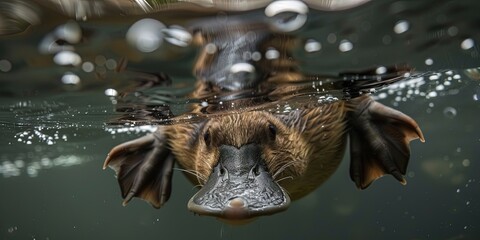 platypus swimming under water
