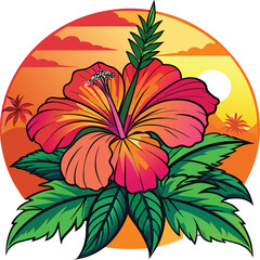 Hibiscus flower vector illustration
