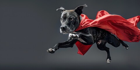 Superhero dog with a cape