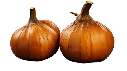 A pair of acorn squashes with a Transparent background.