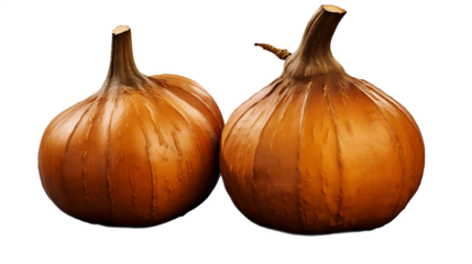 A pair of acorn squashes with a Transparent background.