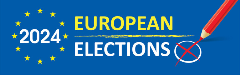 Paper Banner European Elections 2024 Vote Red Pen